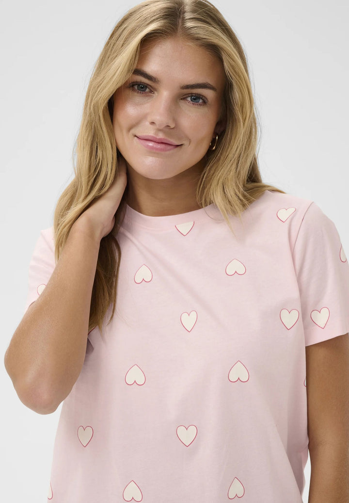 SAINT TROPEZ PixilinaSZ T-Shirt Barely Pink White Big Heart