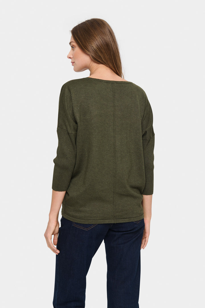 SAINT TROPEZ MilaSZ R-neck Pullover Army Green Melange