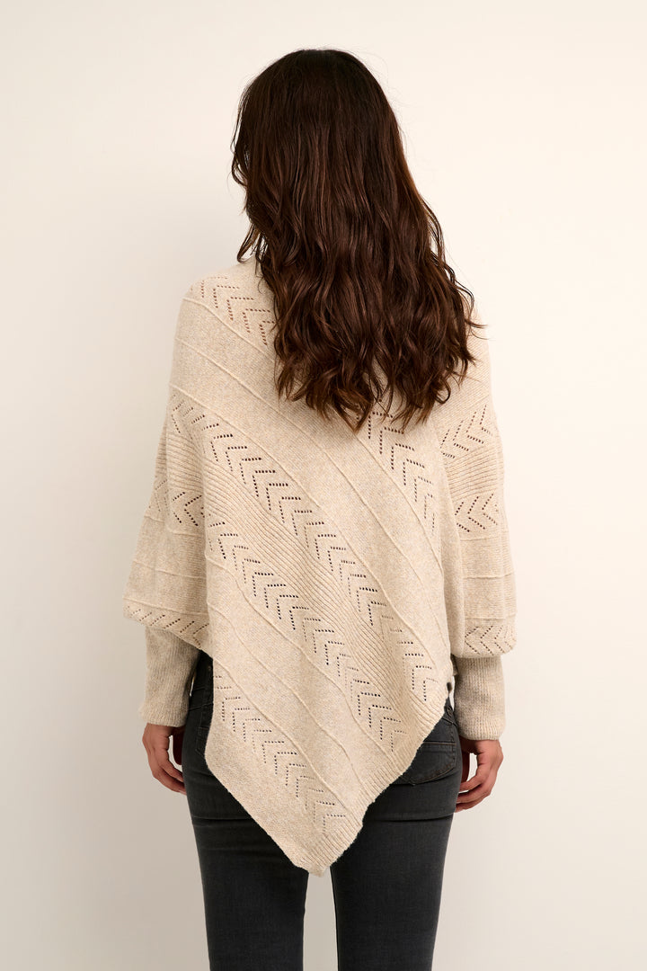 CREAM CRHoliday Knit Poncho Oat Melange