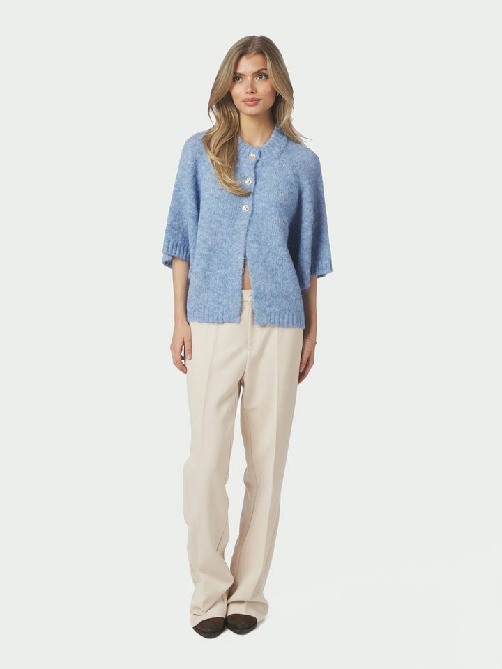 NEO NOIR Benuta Fluffy Knit Cardigan Dusty Blue