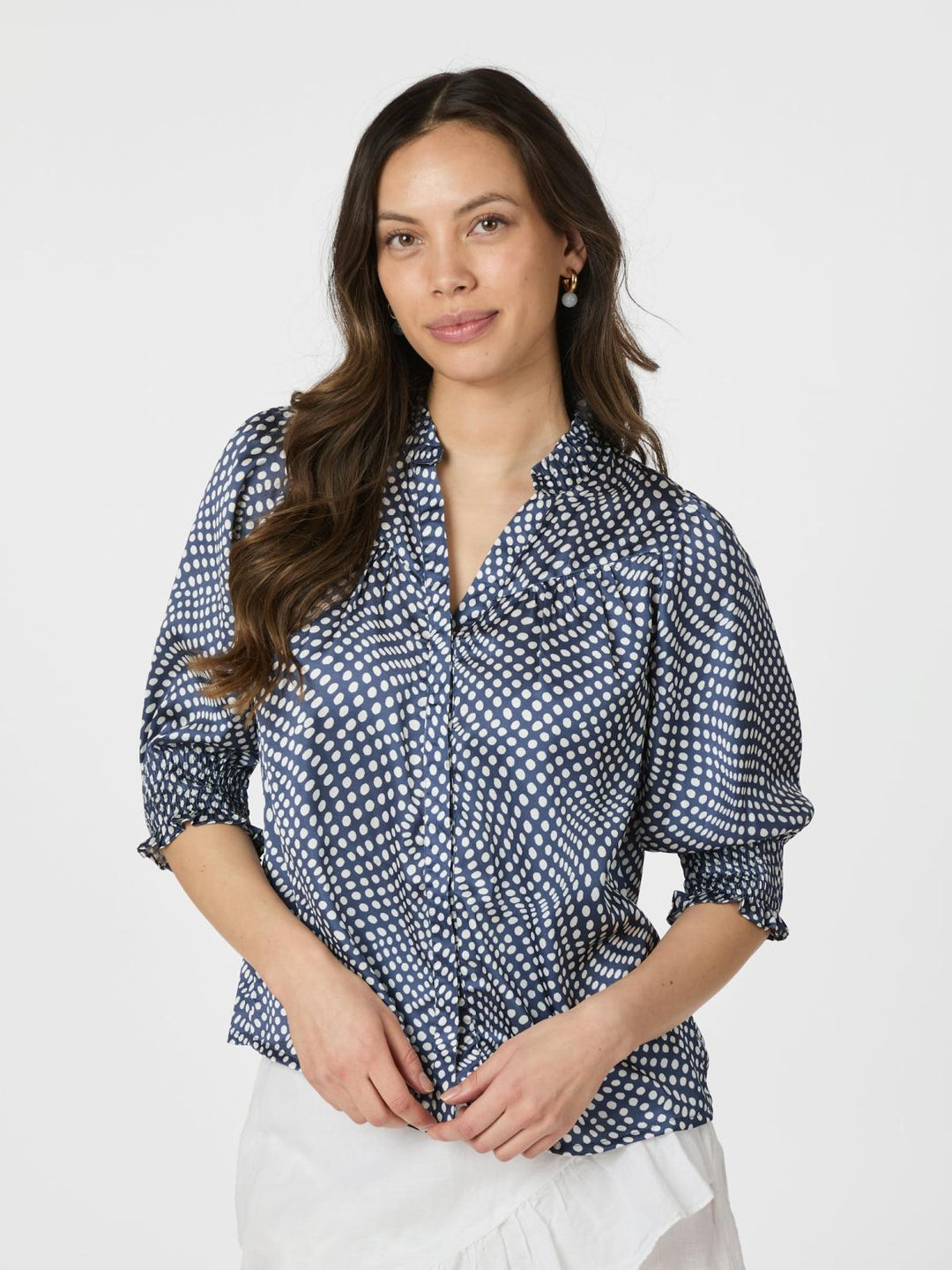 NEO NOIR Diana Vibrant Dot Blouse Navy