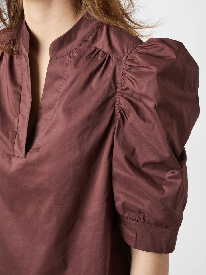 NEO NOIR Roella Poplin Blouse Burgundy