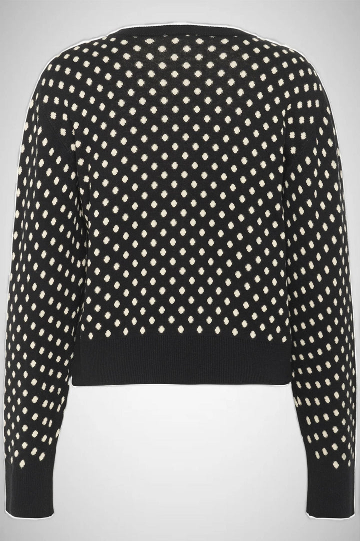 SOAKED IN LUXURY Gya Cardigan Black W Sandshell Dot