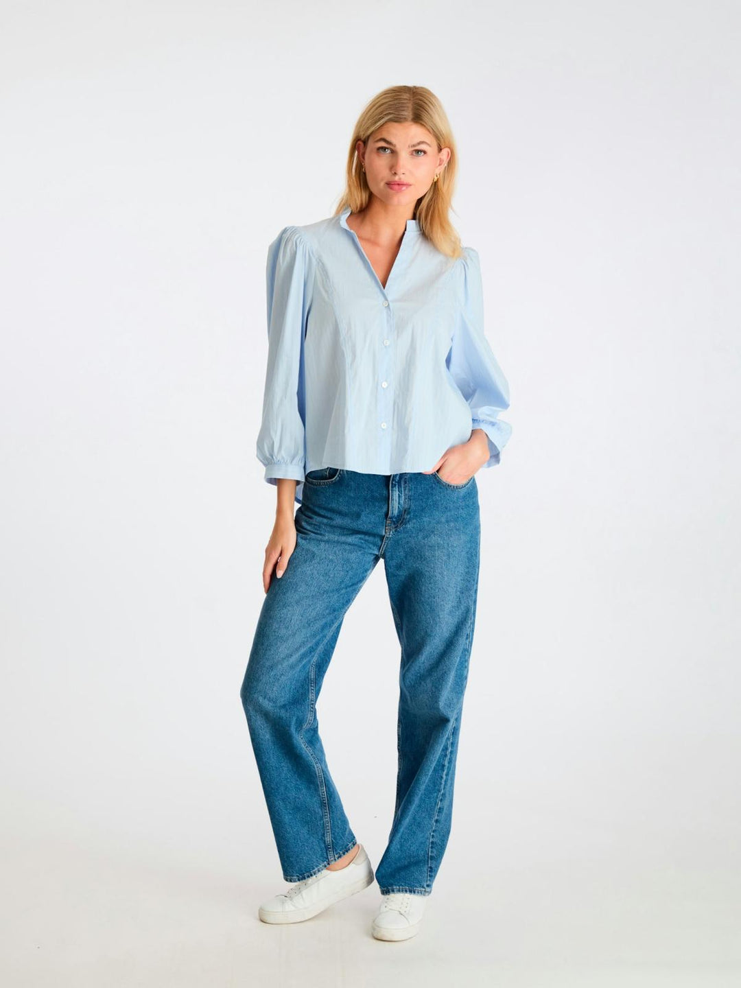 NEO NOIR Barba Stripe Blouse Light Blue