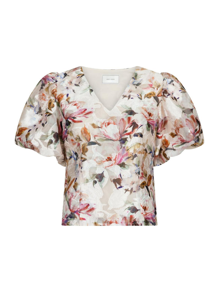 NEO NOIR Camia Brocade Print Blouse Creme