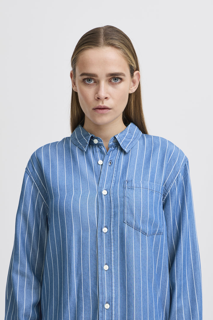 ICHI IHbeccos SH Blue Pinstripe