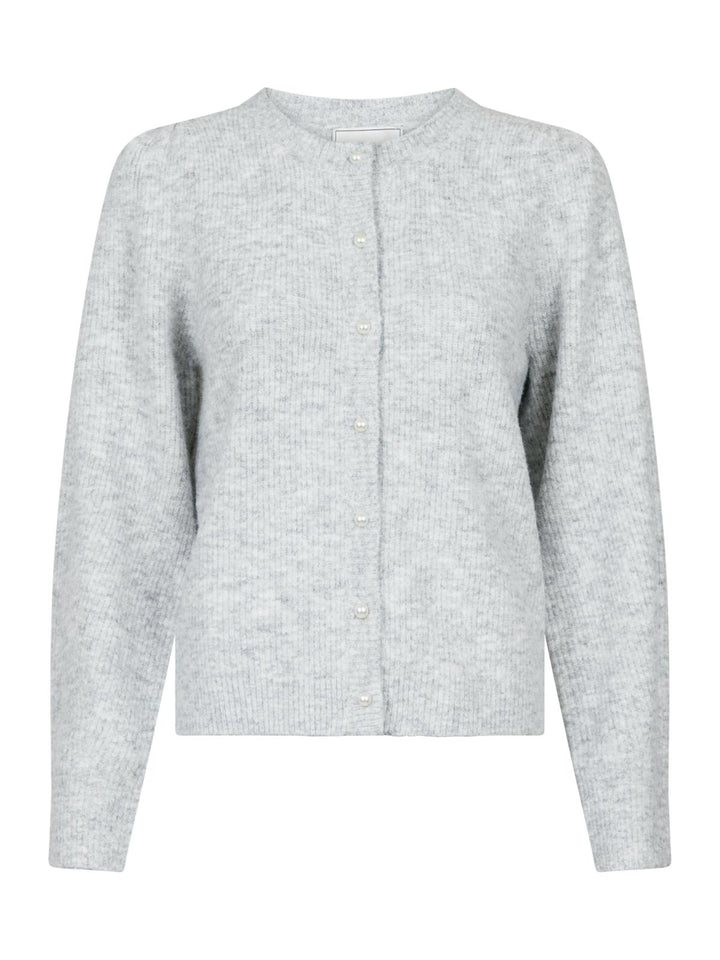 NEO NOIR Nuna Knit Cardigan Light Grey Melange