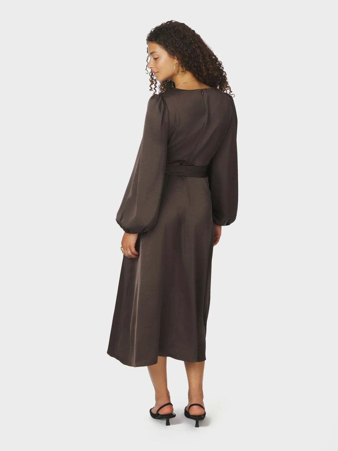 NEO NOIR Rimini Heavy Sateen Dress Dark Brown