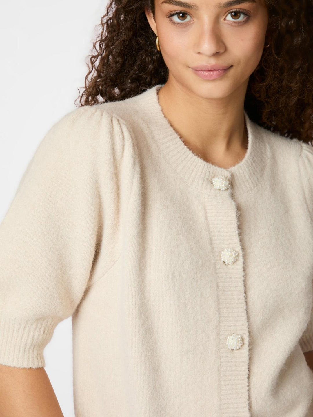 NEO NOIR Trudy Deco Knit Cardigan Ivory