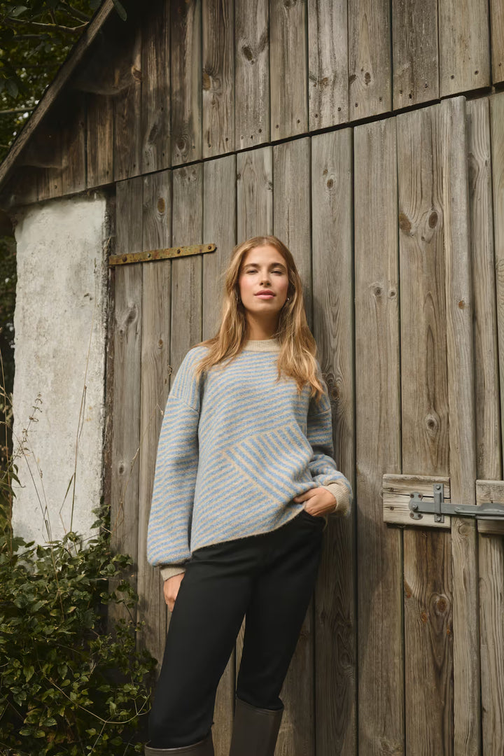 KAFFE KAverana Knit Pullover Feather Grey Mel / Windward Blue