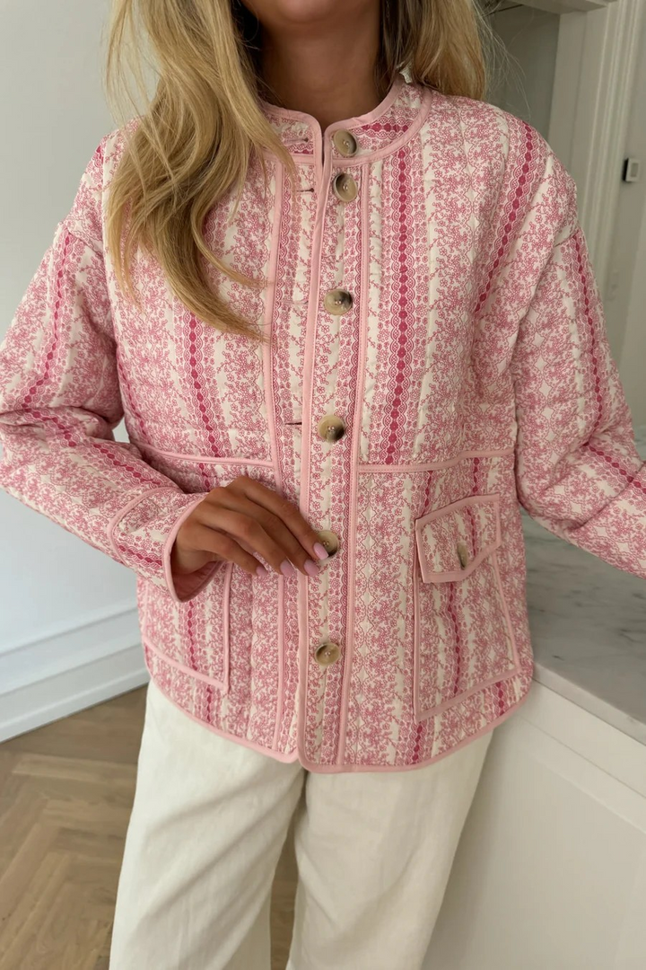 BYIC EmmyIC Quilted Jacket Pink Flower Print