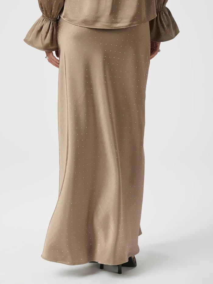 NEO NOIR Viso Heavy Sateen Bedaz Skirt Dark Taupe