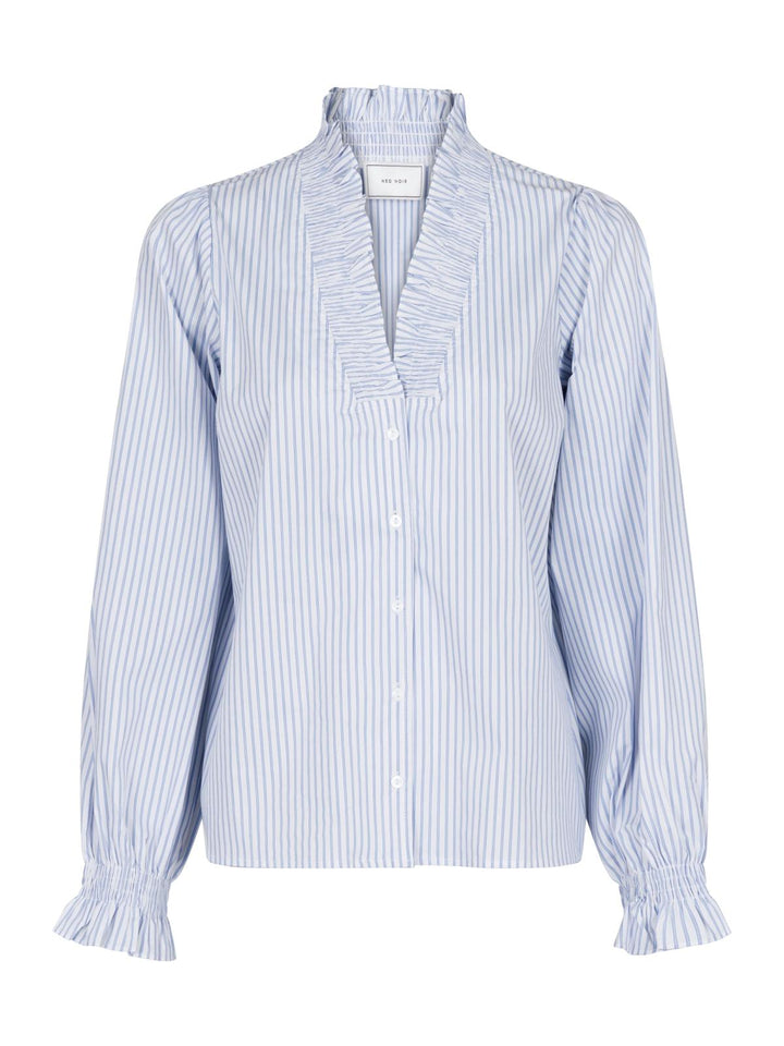 NEO NOIR Brielle Stripe Shirt White/Light Blue