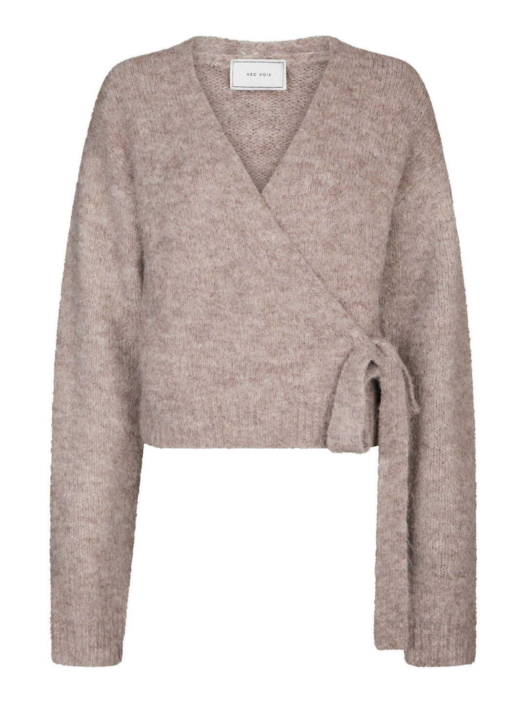 NEO NOIR Ronia Fluffy Wrap Knit Cardigan Beige Melange