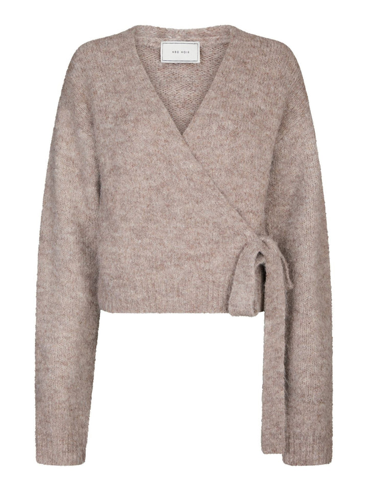 NEO NOIR Ronia Fluffy Wrap Knit Cardigan Beige Melange