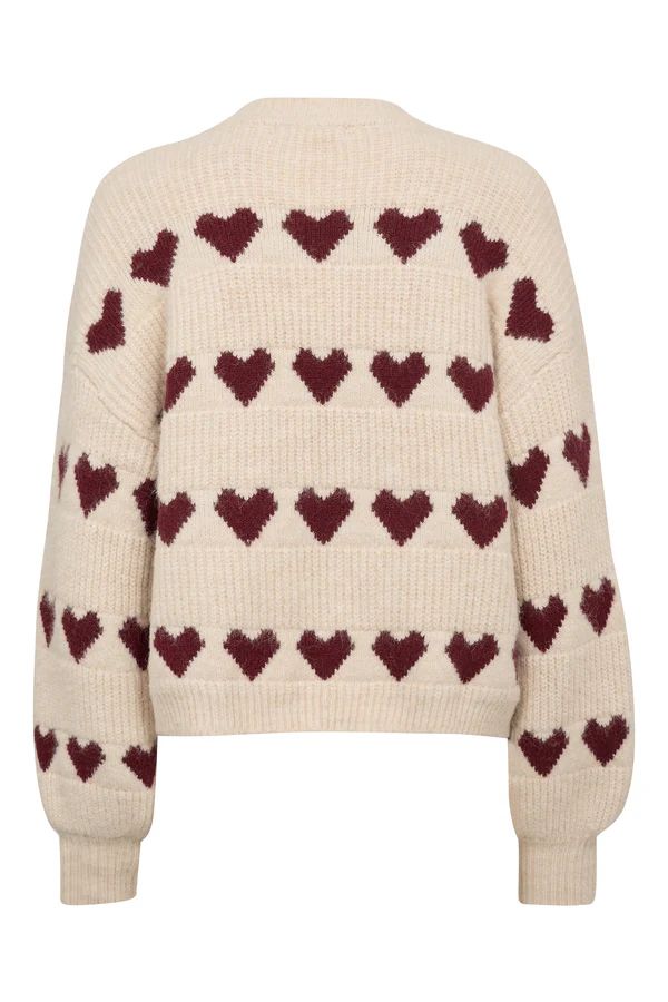 A-VIEW Heart Knit Pullover Offwhite/bordeaux