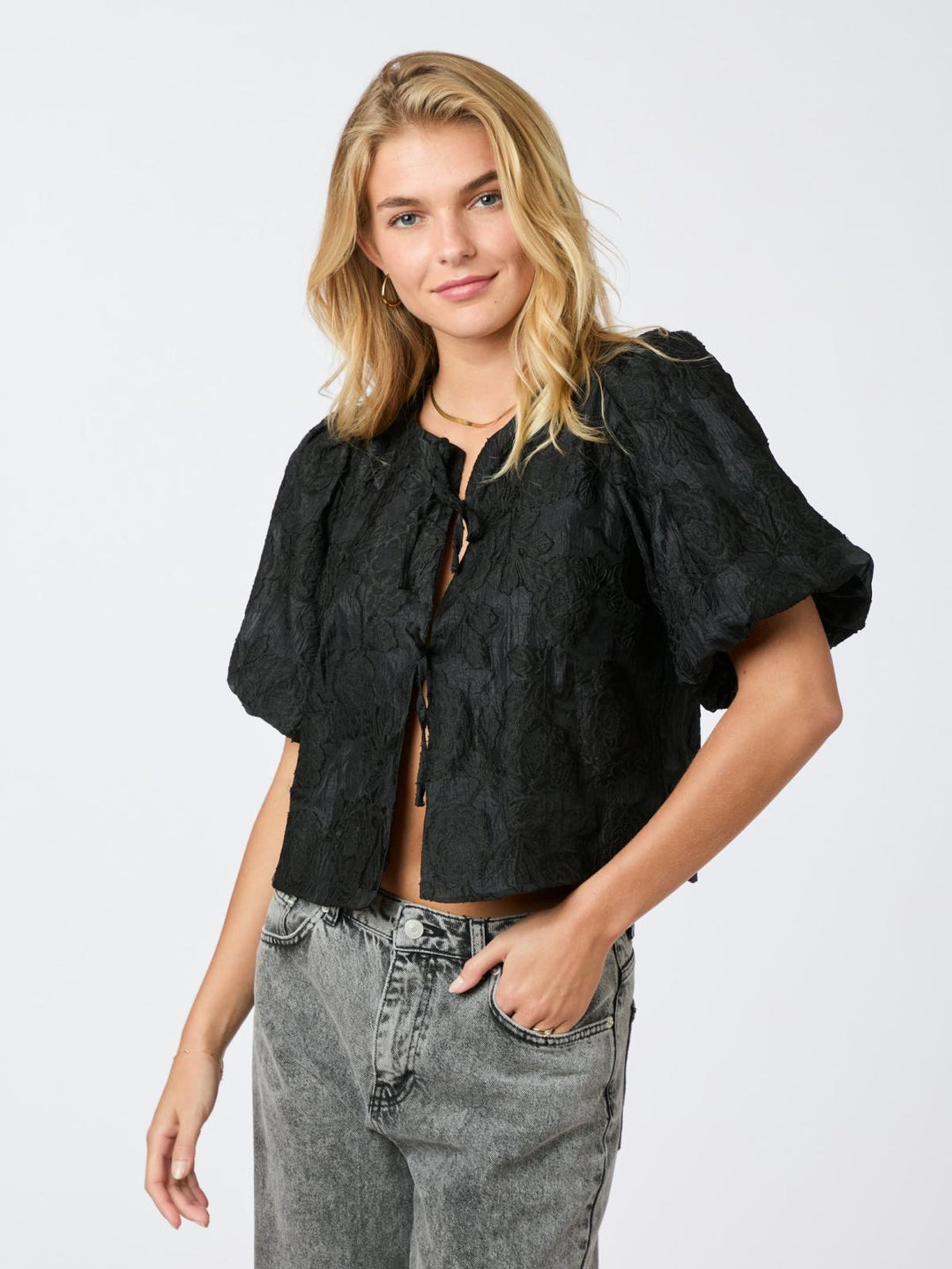 NEO NOIR Aska Jacquard Blouse Black