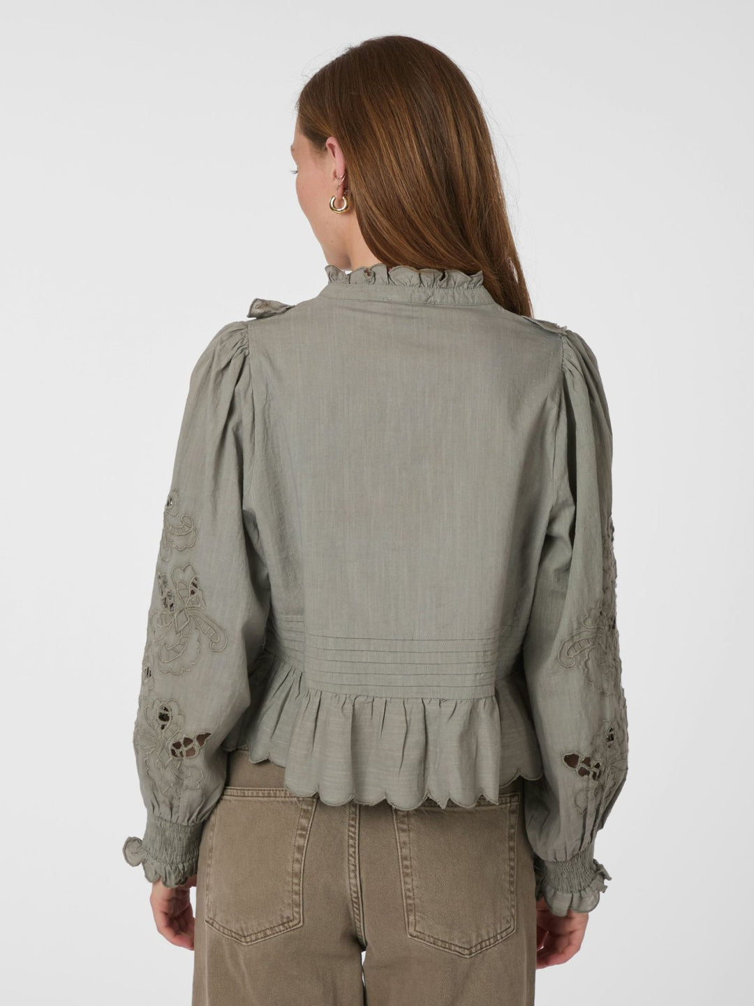 NEO NOIR Petrine Embroidery Blouse Smoke Green