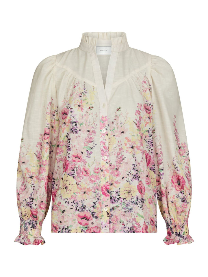 NEO NOIR Calloma Flower Print Blouse Ivory