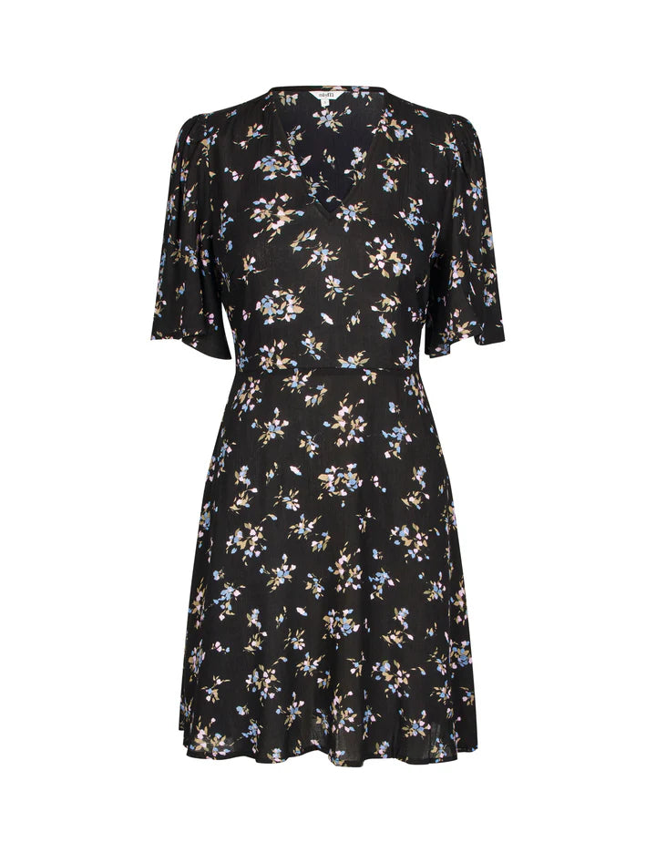 MBYM Melika-V-M Dress Black Revana Print