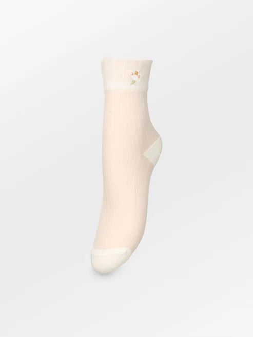 BECKSÖNDERGAARD Floral Sheer Sock Birch White