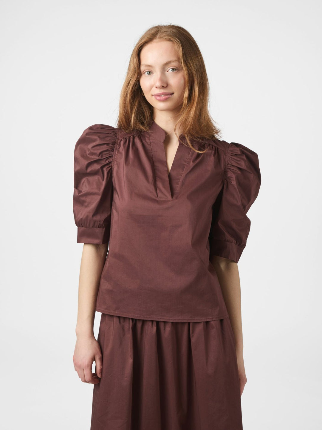 NEO NOIR Roella Poplin Blouse Burgundy
