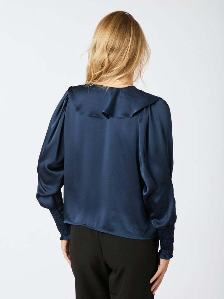 NEO NOIR Sandie Sateen Blouse Navy