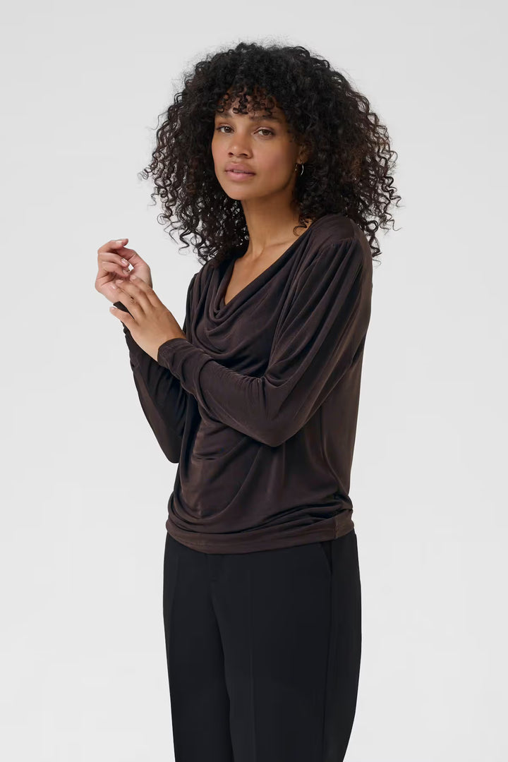 KAFFE KAgina Jersey Blouse Black Coffee