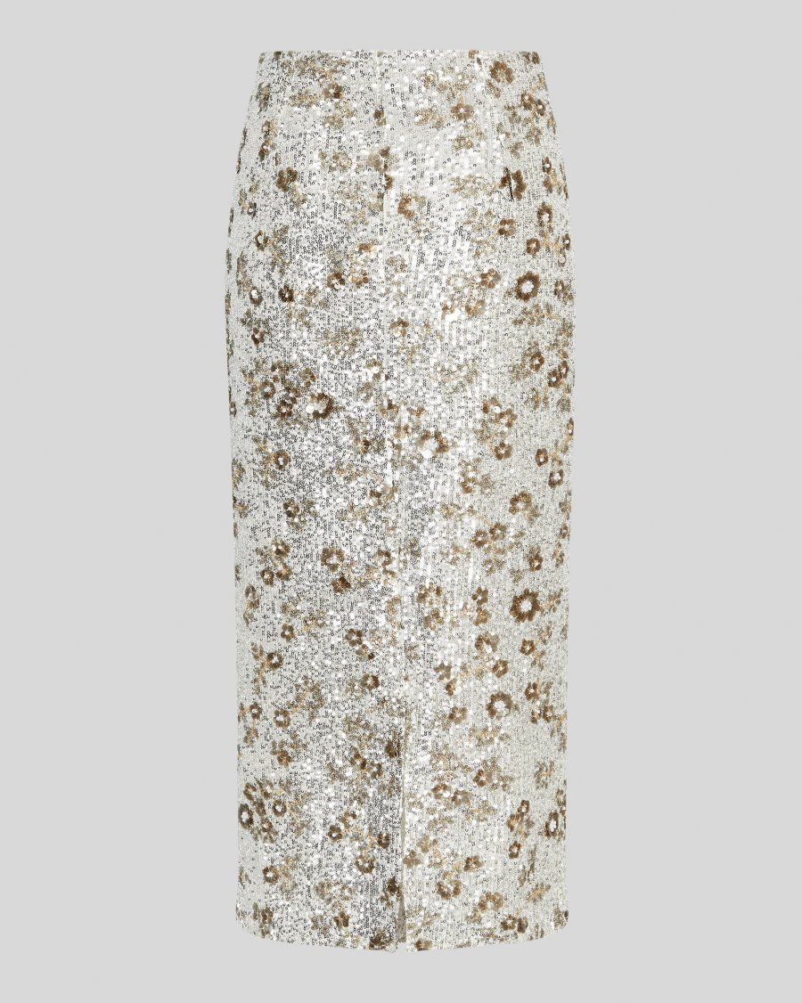 MSCH COPENHAGEN MSCHMagnolia Hw Skirt Emb Silver/T Coco