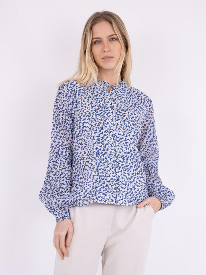 NEO NOIR Annia S Simple Ikat Blouse Blue