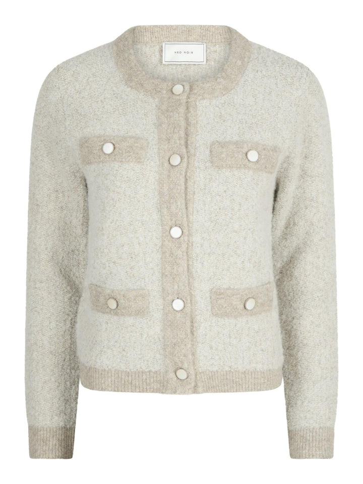 NEO NOIR Vivia Knit Cardigan Beige Melange