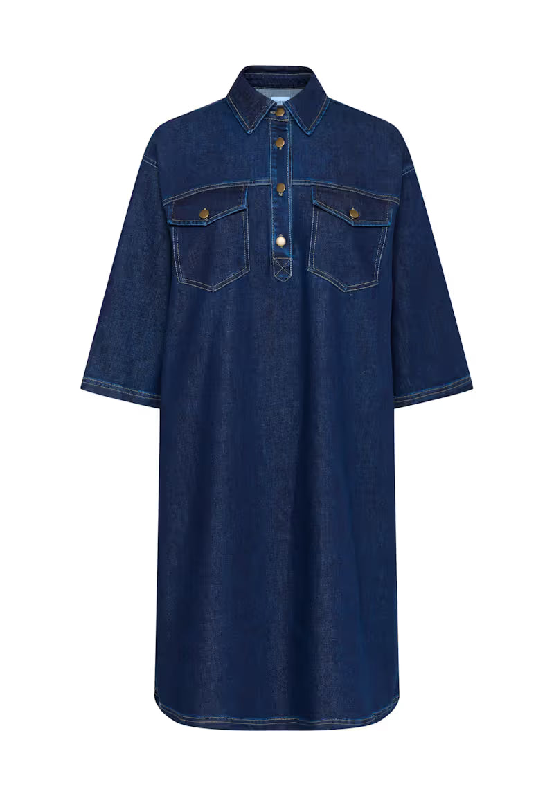 SAINT TROPEZ LoesaSZ Denim Dress Dark Blue Denim