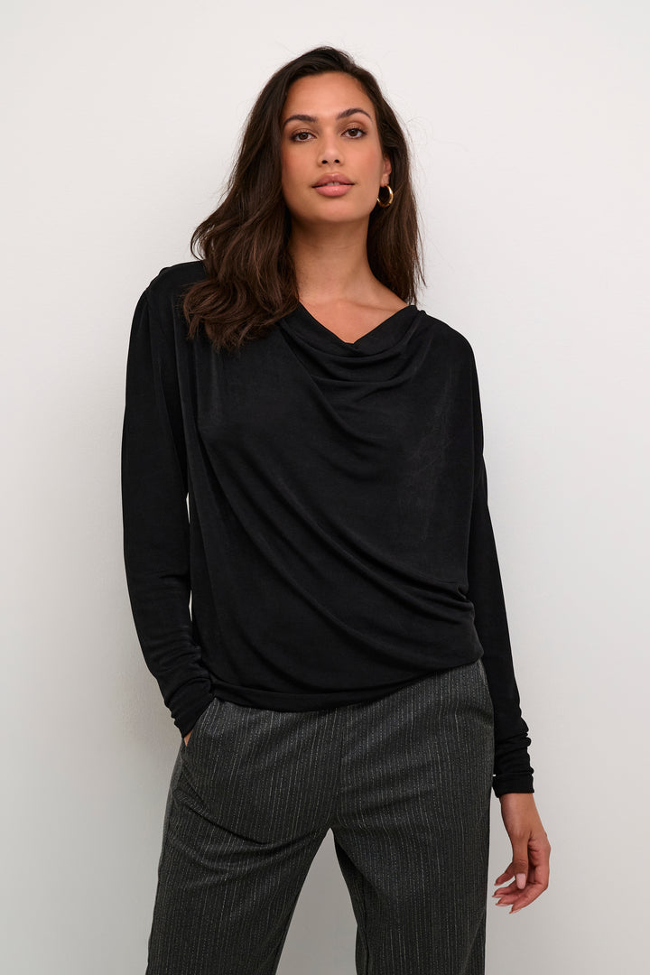 KAFFE KAgina Jersey Blouse Black Deep