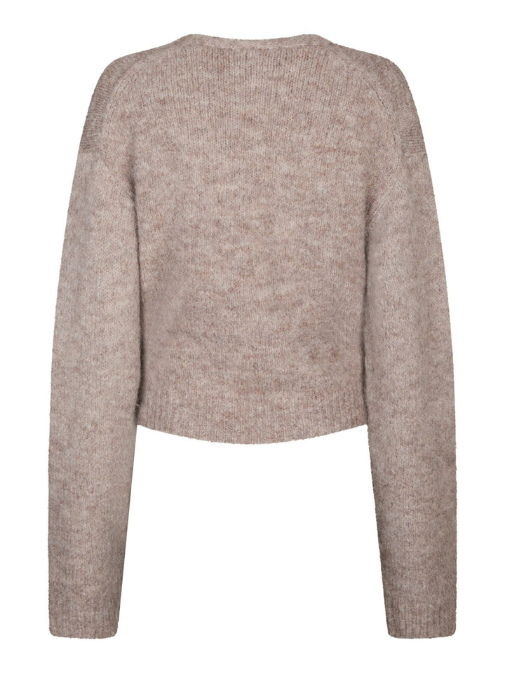 NEO NOIR Ronia Fluffy Wrap Knit Cardigan Beige Melange