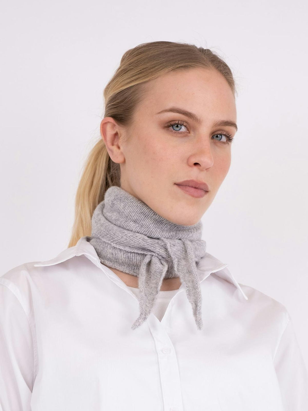 NEO NOIR Misty Knit Scarf Grey Melange