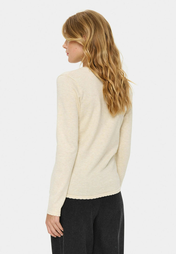 SAINT TROPEZ milaSZ LS V-Neck Brown Rice Melange