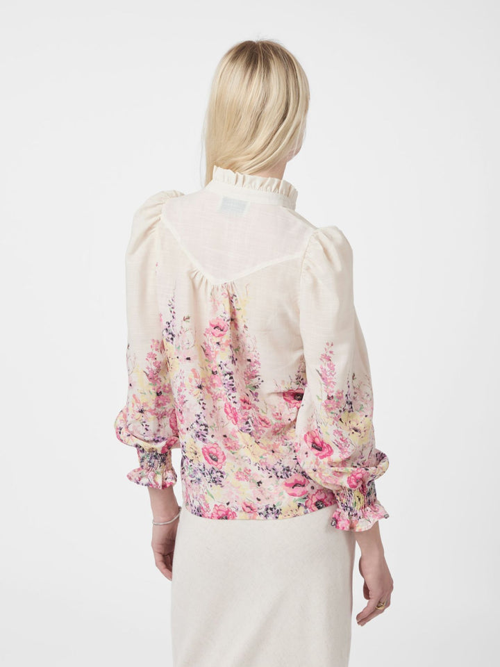 NEO NOIR Calloma Flower Print Blouse Ivory