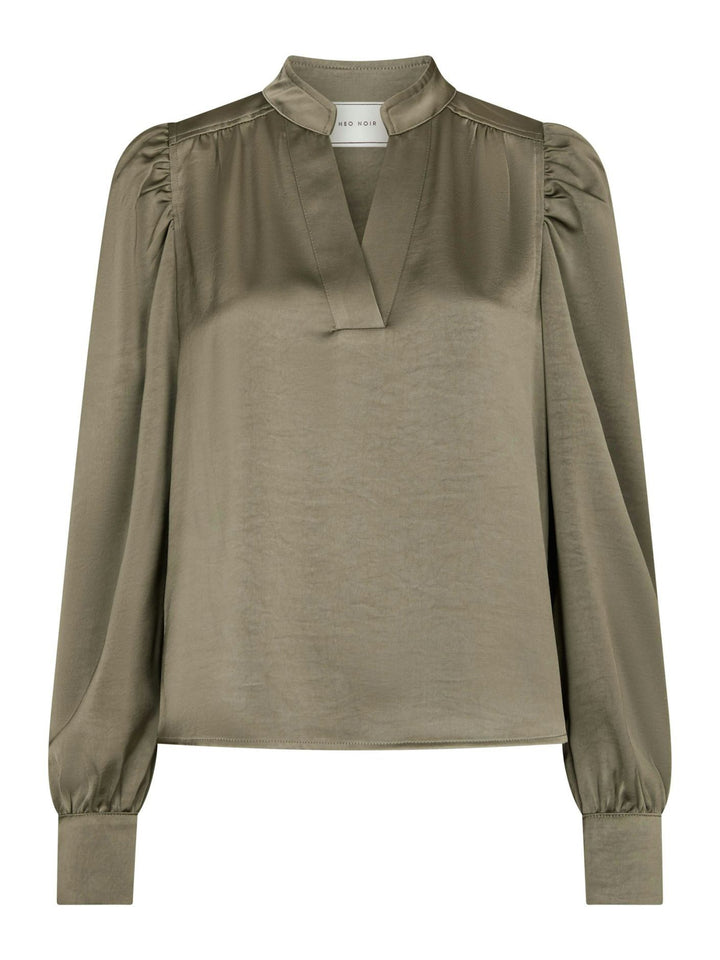 NEO NOIR Rosslyn Heavy Sateen Blouse Cold Army