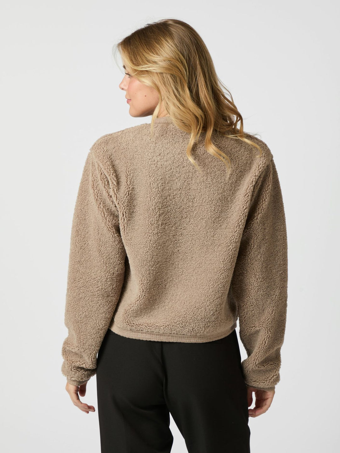 NEO NOIR Limo Fluffy Knit Cardigan Dark Sand