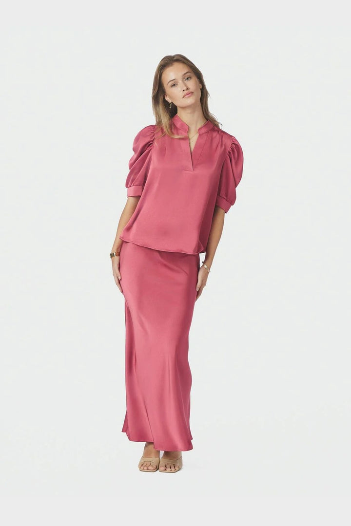 NEO NOIR Roella Heavy Sateen Blouse Cherry Pink