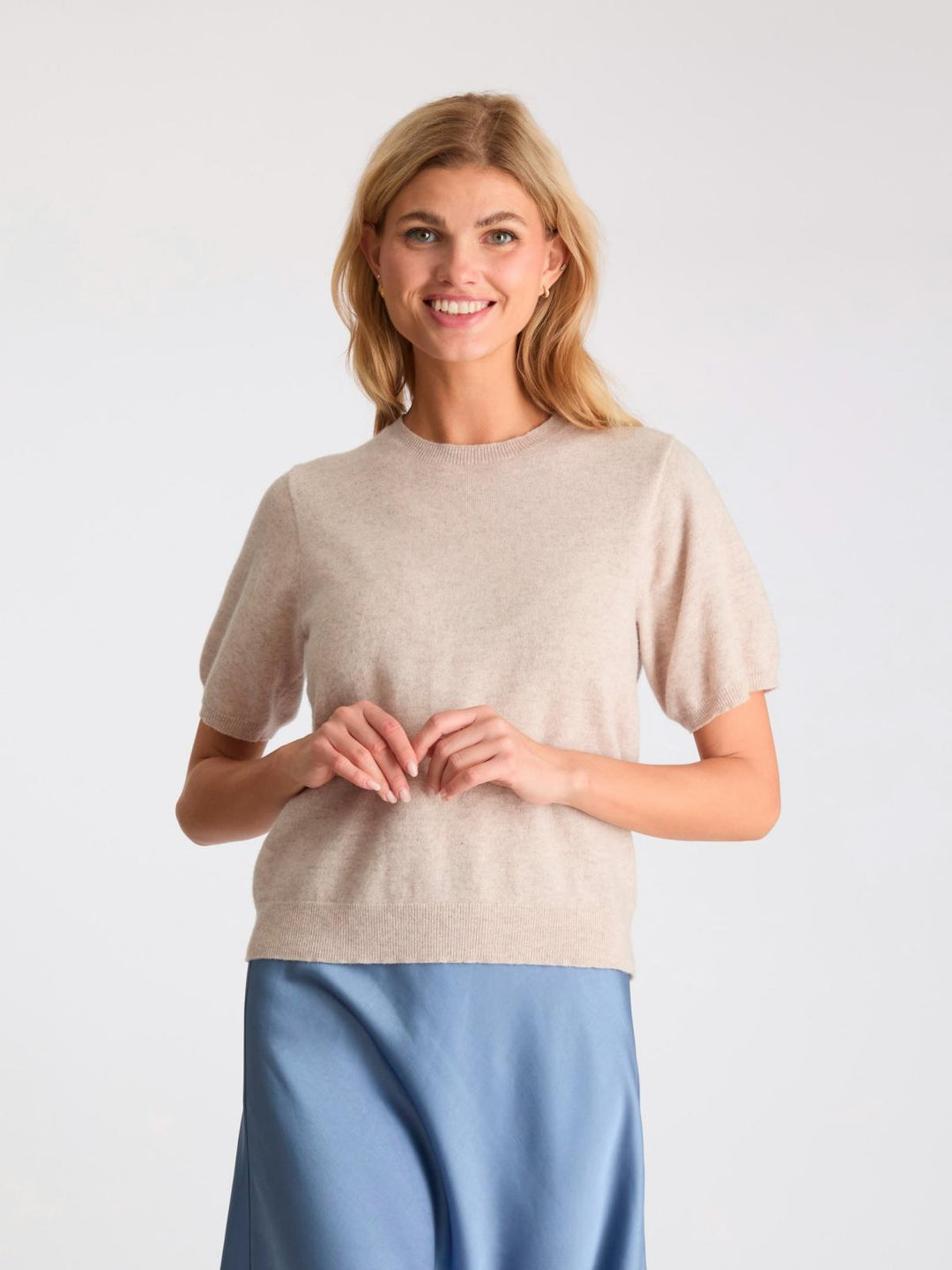 NEO NOIR Missy Knit Tee Sand Melange