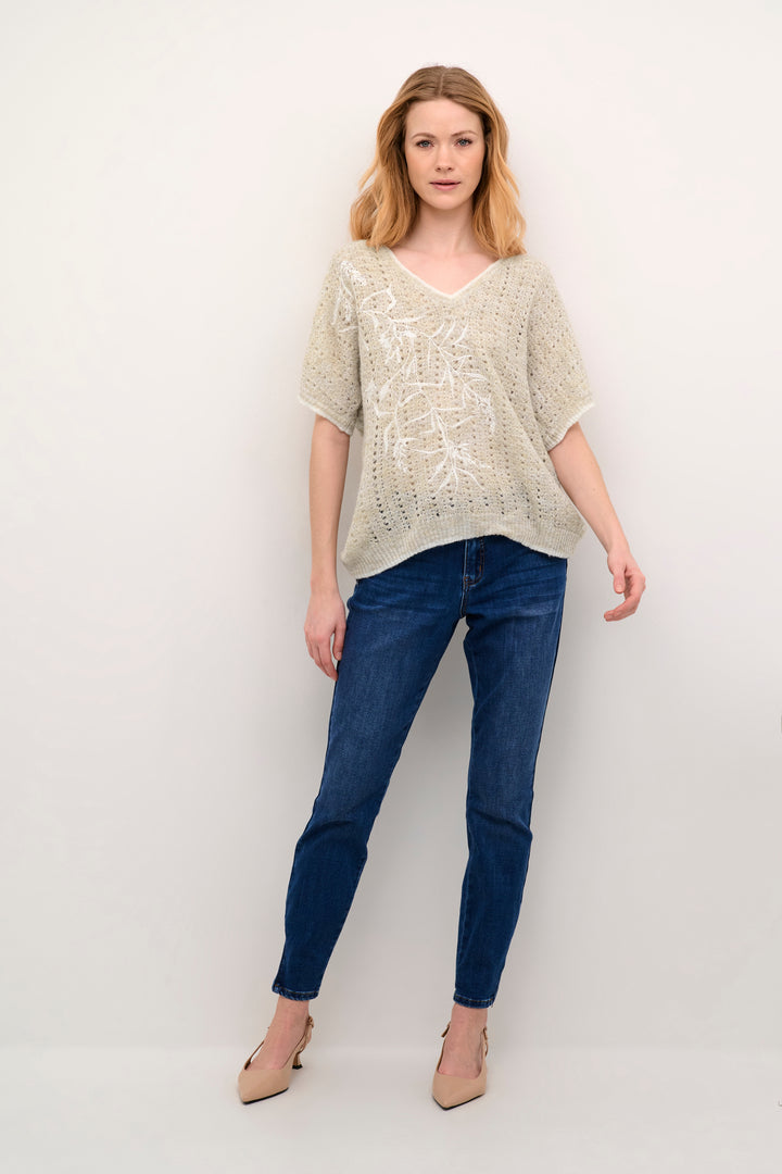 CREAM CRSolva Knit Blouse Ancient Scroll