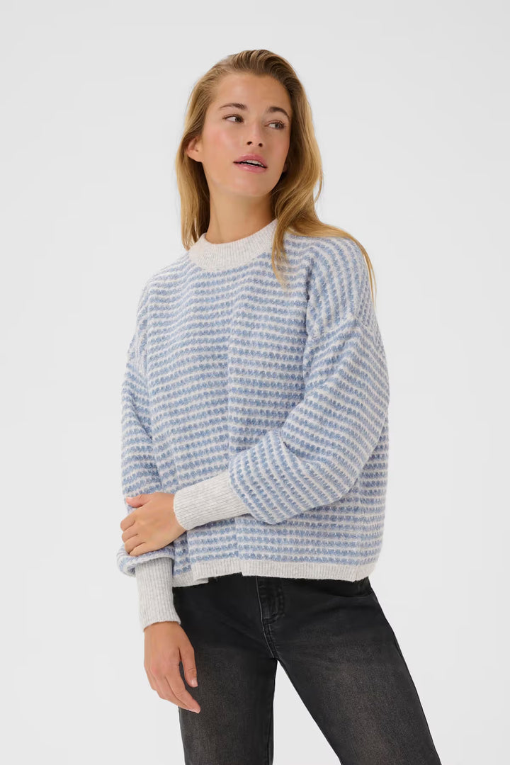 KAFFE KAellery Knit Pullover Light GreyM/Windward Structure