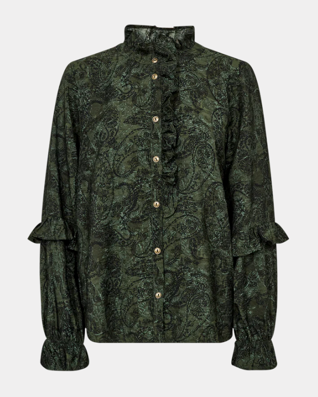 FREEQUENT FQMolin-Blouse Kombu Green w. Black