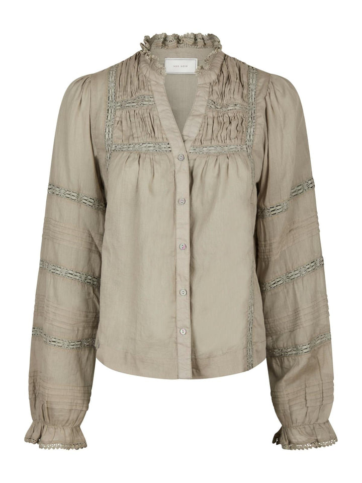 NEO NOIR Lyla S Voile Blouse Smoke Green