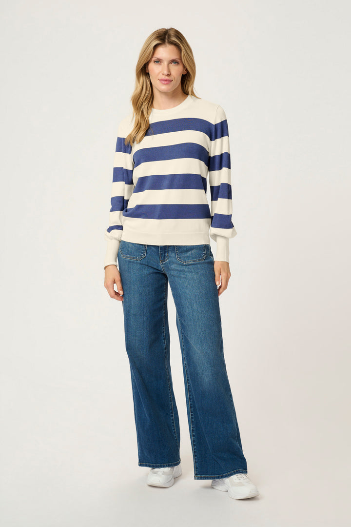 KAFFE KAlizza Striped Pullover Turtledove/Blue Bold Stripe