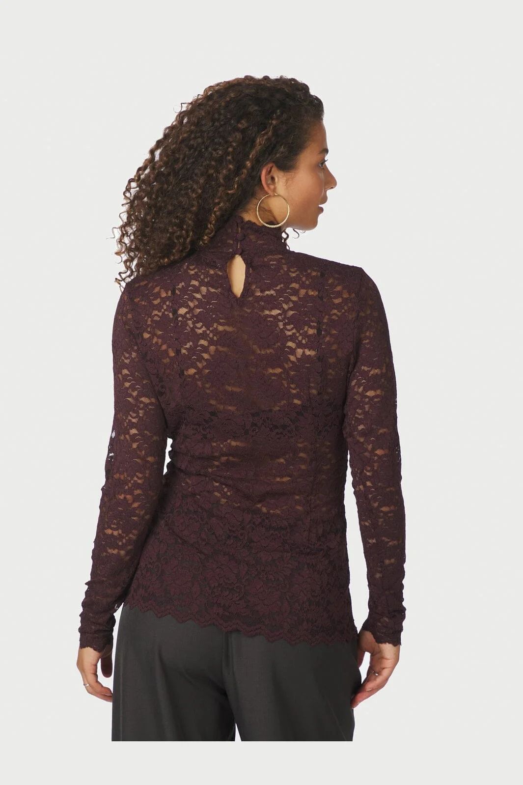 NEO NOIR Liza Laceflower Blouse Burgundy