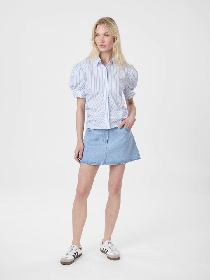 NEO NOIR Frannie Stripe Shirt White/Light Blue