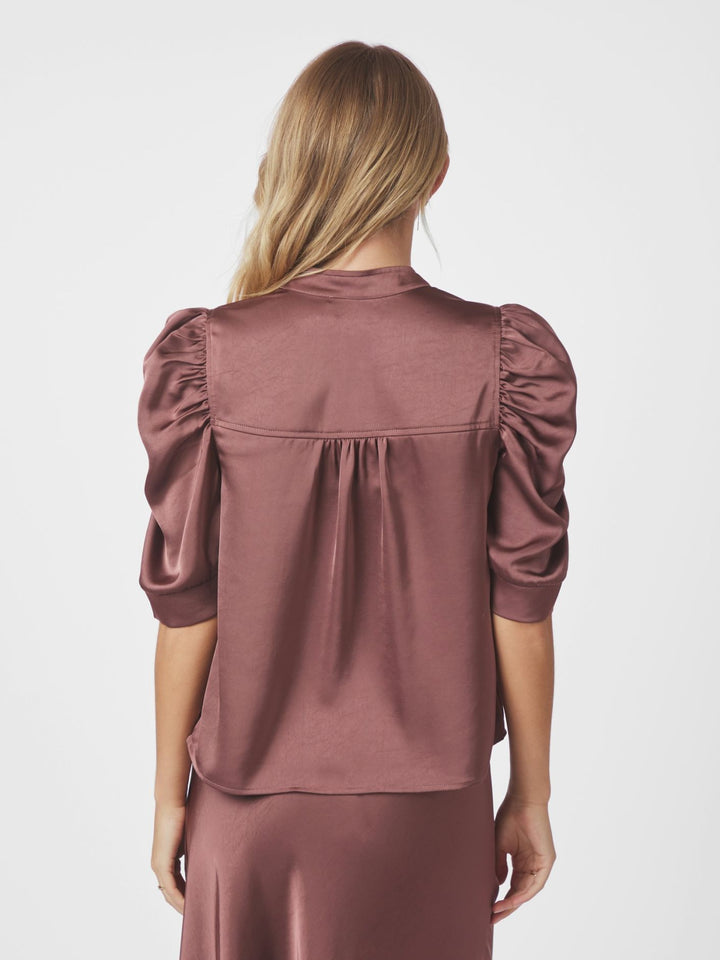 NEO NOIR Roella Heavy Sateen Blouse Dark Rose