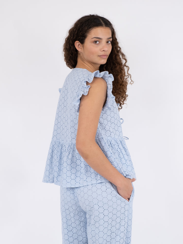 NEO NOIR Palasi Broiderie Top Light Blue